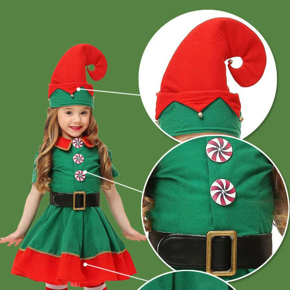 Baby Girl Clothes Pajamas Sets Boys Tops Set Child Christmas Gift Carnival Party Dress Kids Halloween Elf Cosplay Costumes Suit