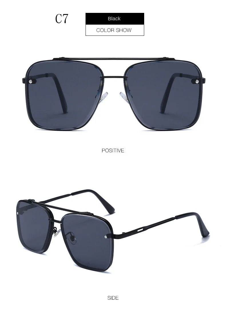 New Gradient Square Vintage Sunglasses For Men Women Luxury Sun Glasses Fashion Male Driving Fishing Eyewear UV400 Óculos De Sol