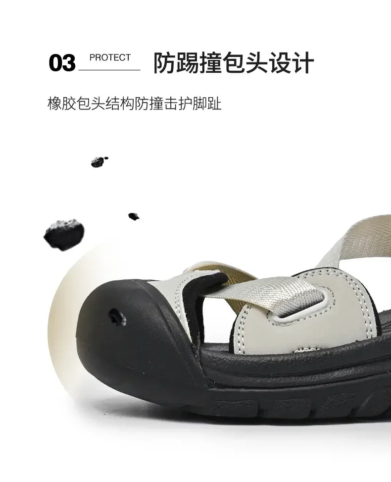 Summer New Handmade  Sandals Leisure Beach Shoes For womens  Outdoor Wading Shoes Man Breathable Casual Anti-collision Toe Flats