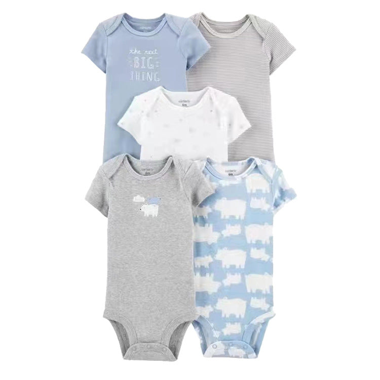 6m-24M Children's Clothing Summer New Baby Short Sleeved Romper 5pcs Cotton Jumpsuit Set Newborn Boy Clothes Bodysuit Ropa Bebe