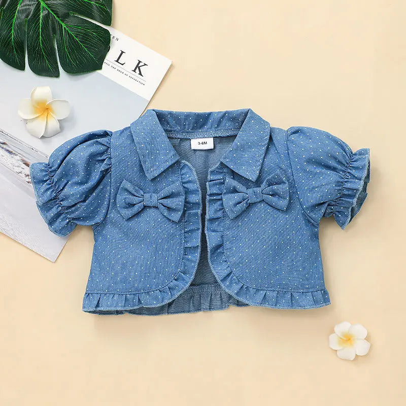 Prowow 3-24M Infant Baby Dresses Polka Dots Coat Jacket+Sleeveless Princess Mesh Dress Newborns Cute Baby Clothes Outfit Sets