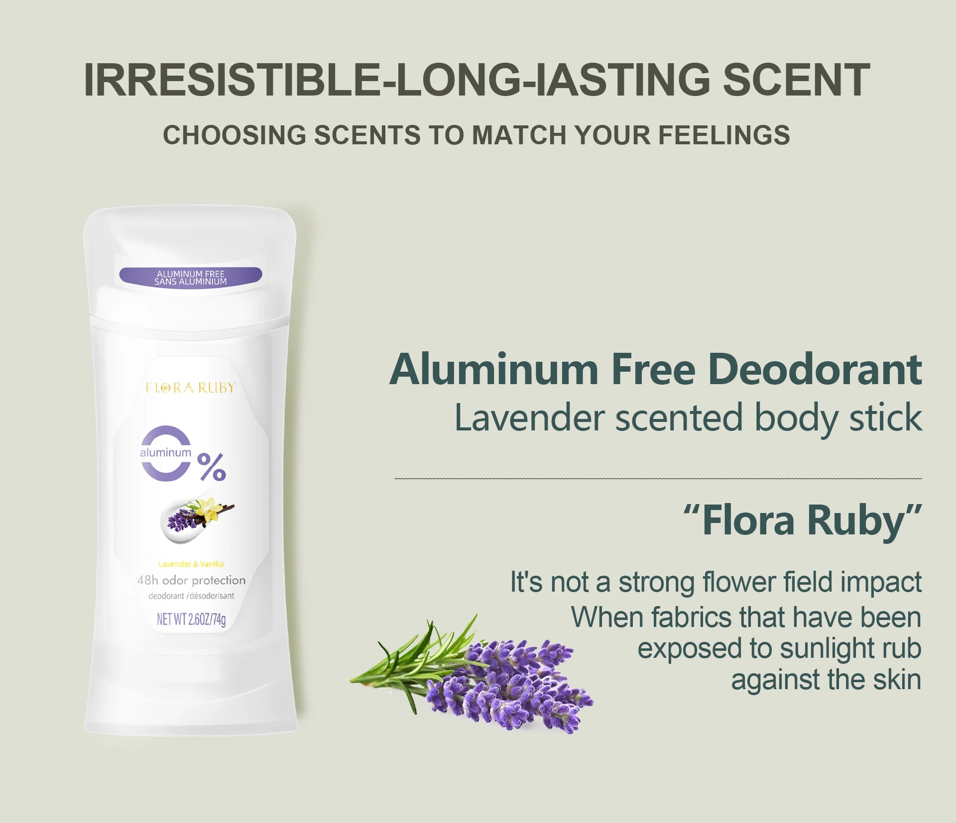 Deodorant Women Aluminum Free Antiperspirant Honey Peach Stick 72H Lavender Scent Long lasting fragrance Deodorants 74g/2.6 Oz