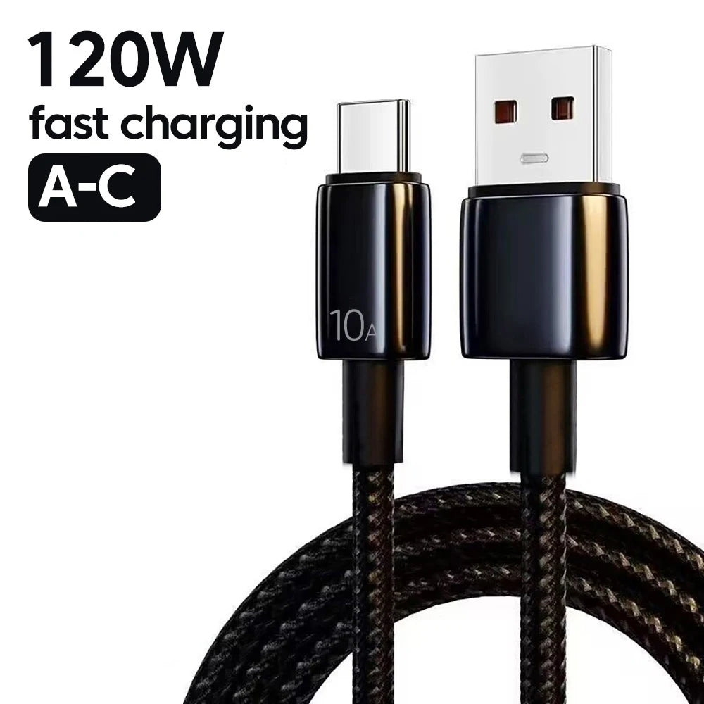 120W USB Fast Charging Cable QC3.0 Type-C Quick Charge Data Wire USB C Elbow Data Line For iPhone 17 16 15 Samsung Xiaomi POCO