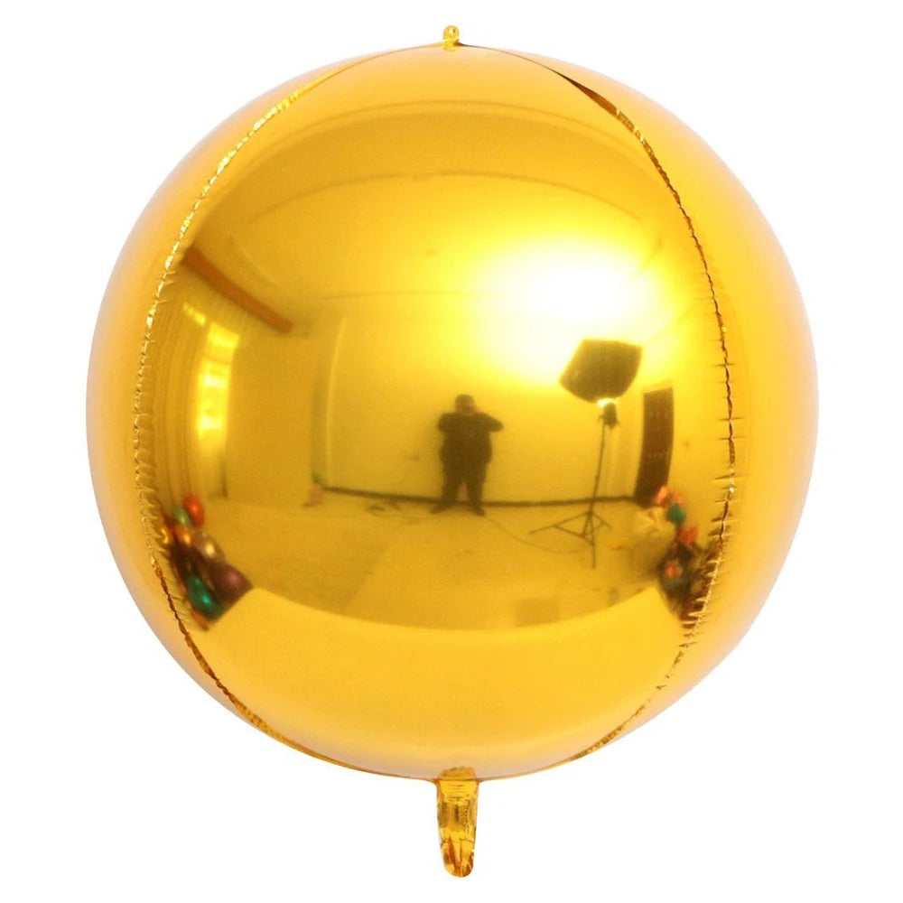 10/5Pcs Metal Silver Gold 4D Round Foil Balloon Mylar Balloons for Birthday Wedding New Year Baby Shower Party Decorations