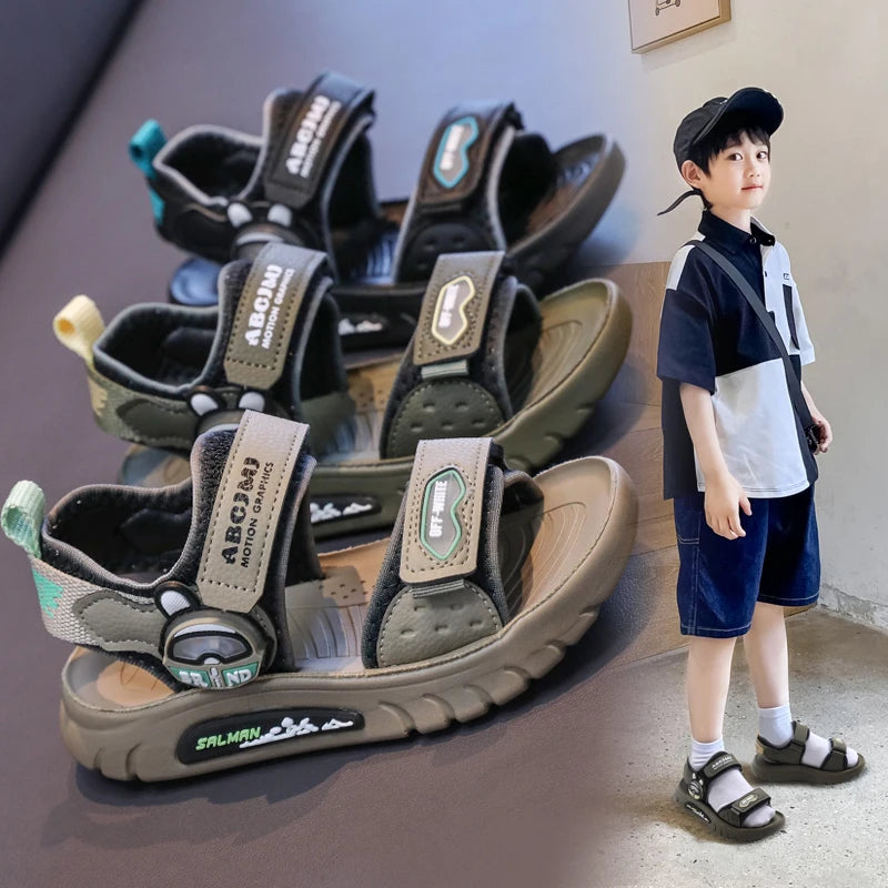 Summer Sandals for Boys Casual Beach Shoes Breathable Sport Sandals Comfortable Soft Sole Kids Shoes Fashion Non-slip Sandalias