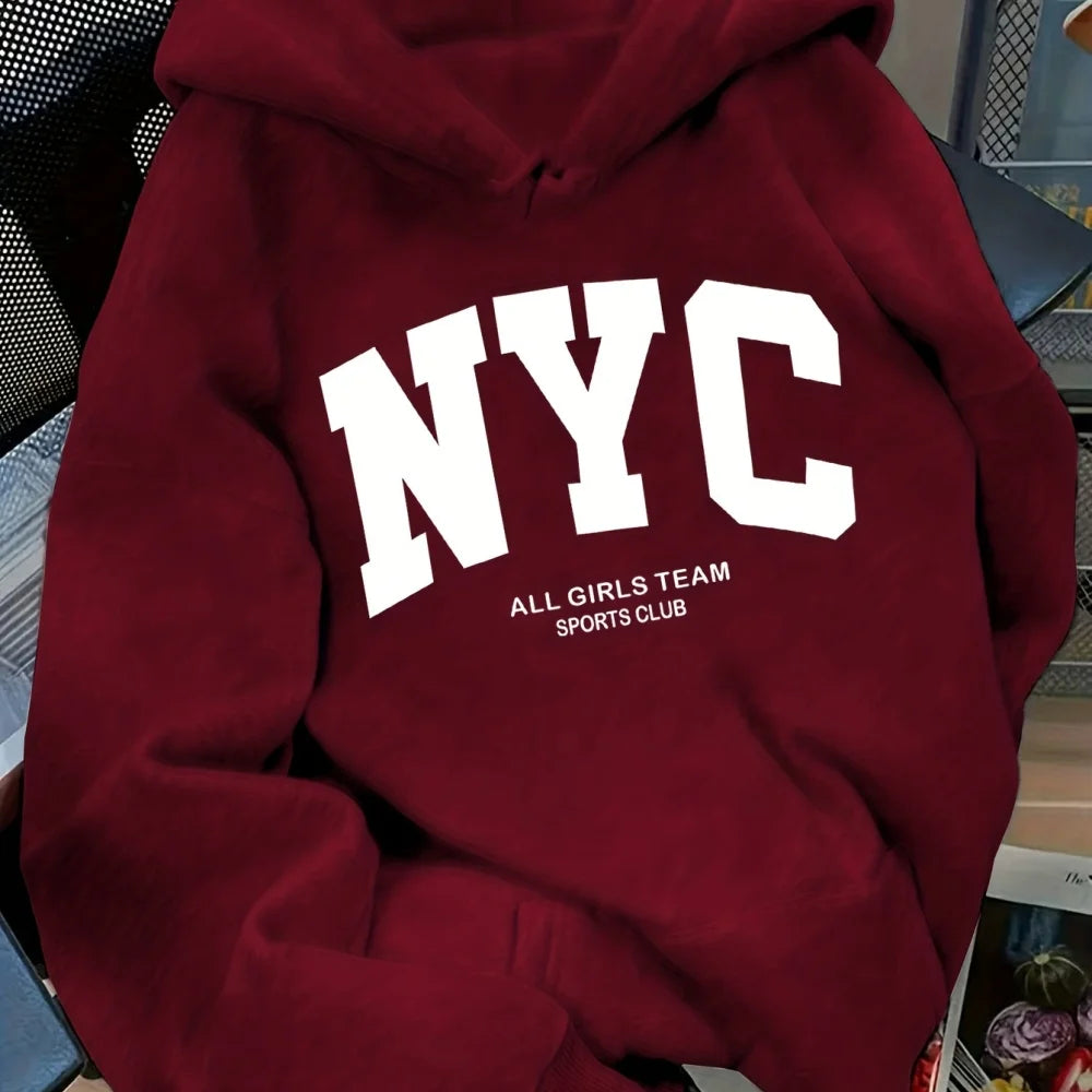 Men's long-sleeved pullover with fashionable New York print design A cozy comfortable warm sweater suitable for autumn winter