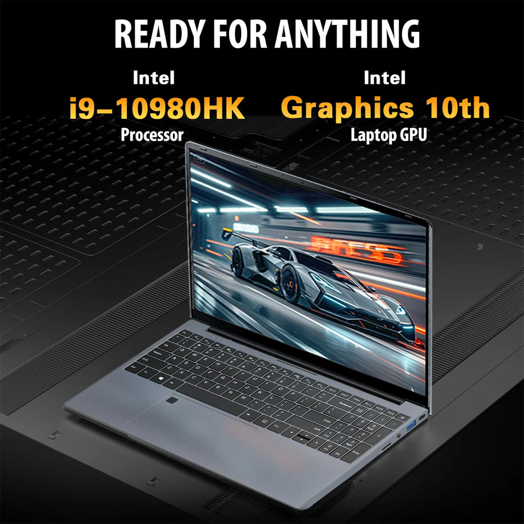 15.6" Laptop Windows 11 Core i9-10980HK Computer PC Gamer 16GB RAM Notebook Laptops Fingerprint Unlock Backlight Study Computer