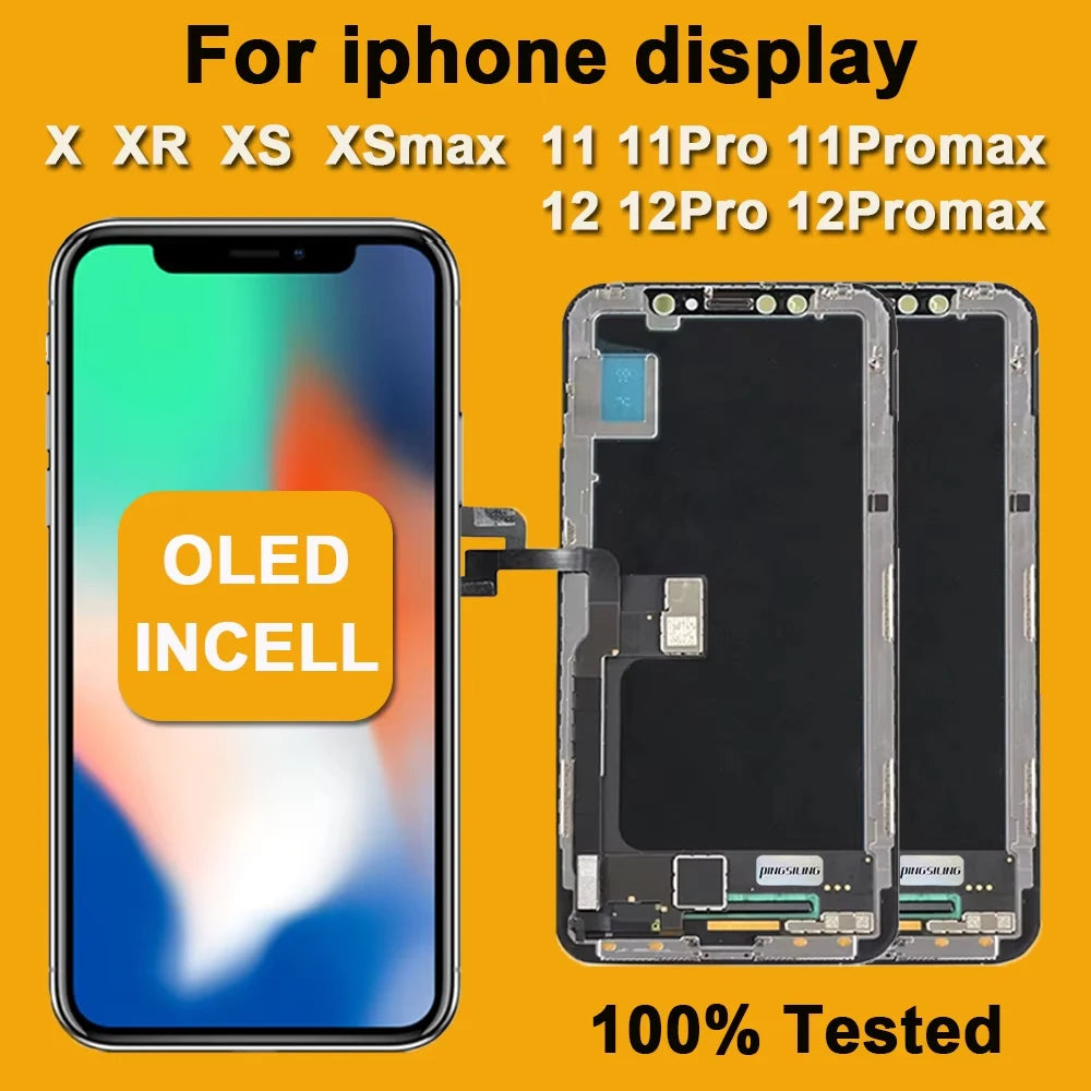 AAA+++ OLED For iPhone X XR Max XS LCD Incell For iphone 11 12 13 Pro Max 13 Mini 14 Plus OLED Display Screen Digitizer Assembly