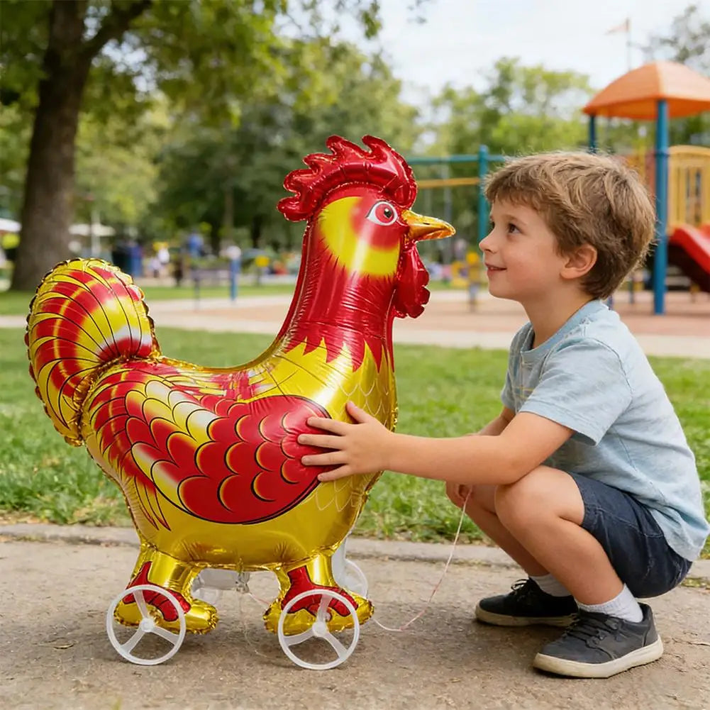 1pc Cartoon Animal Ballons With Wheels Outdoor Yard Walking Balloons Party Decor Props Photo Gifts Baby Shower Toy Kids Birthday