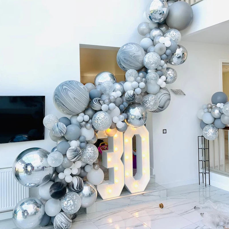 10/5Pcs Metal Silver Gold 4D Round Foil Balloon Mylar Balloons for Birthday Wedding New Year Baby Shower Party Decorations