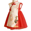 Summer Toddler Girl Clothes Chinese Style Fashion Princess Red Sleeveless Mesh Baby Dresses Luxury Birthday Kids Dress BC569