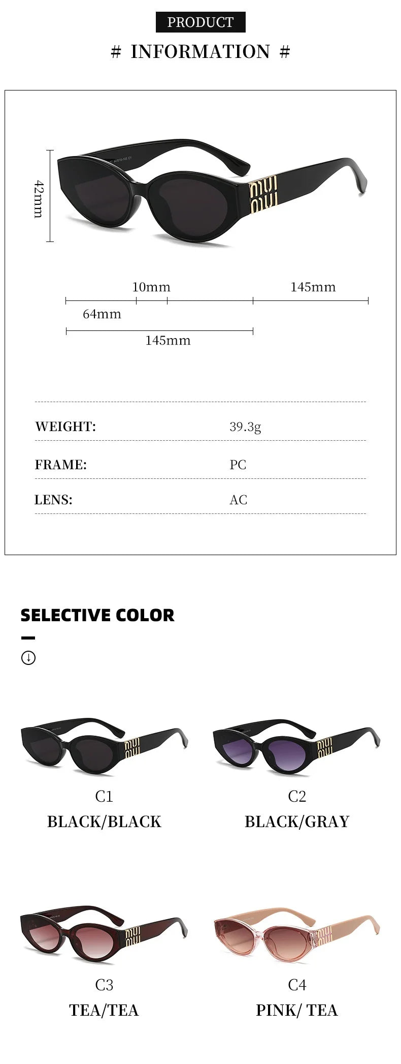 Luxury Fashion MM Sunglasses Brand For Men And Women Oval Minimalist Gradient Lens Glamour Unisex Sun Glasses UV400