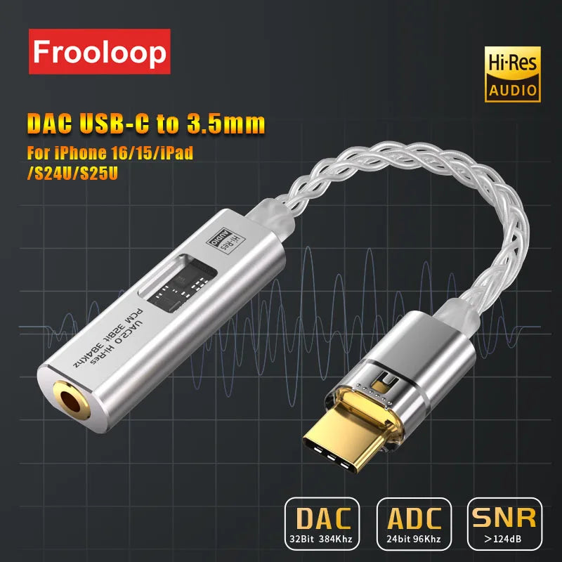 DAC USB Type C to 3.5 mm Jack Adapter HiFi Audio Amplifier Stereo Ephone Headphone Digital Decoding Converter CX31993 MAX97220
