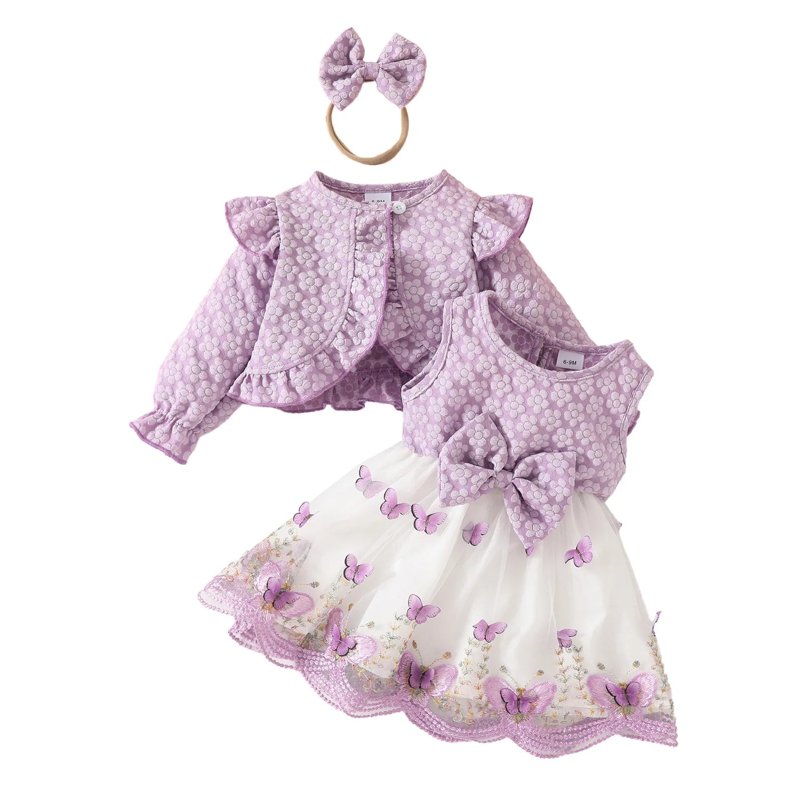 Ceeniu Baby Dresses For Birthday Long Sleeve Ruffles Bow Butterfly Party Dress For Girls 2024 Toddler Newborn Girl Clothes 2024