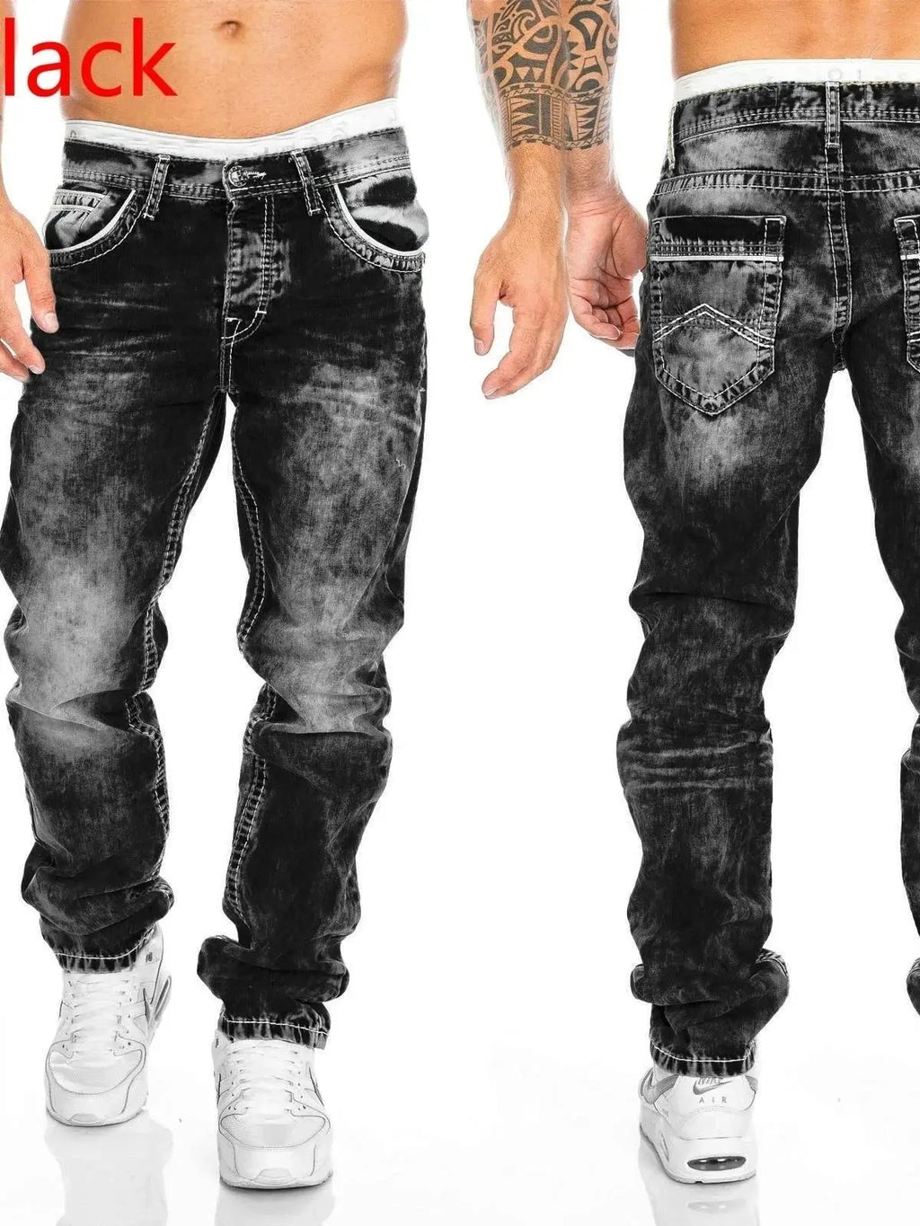 New 2025 high-quality Fashion Casual Cotton Business Black Denim Pants Male Trousers Men's Stretch Regular Fit Jeans S-XXXL