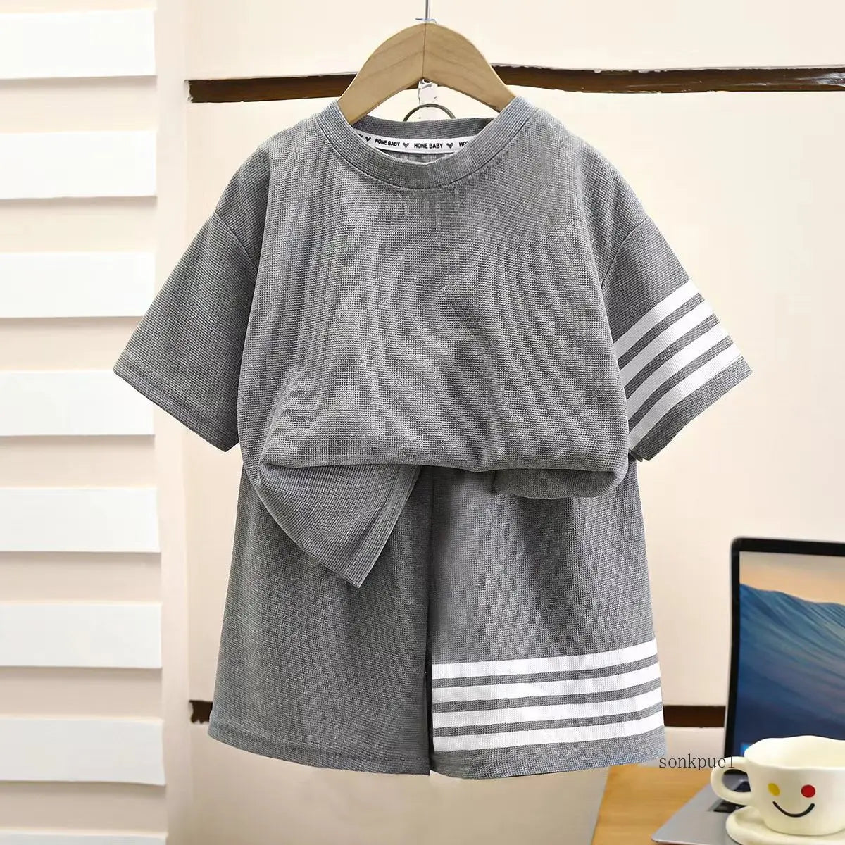 2pcs Baby Sports Suits Summer Clothes Boys Girls Casual Short Sleeve Shorts Two Piece/Set Children Solid Color Trendy Tracksuits