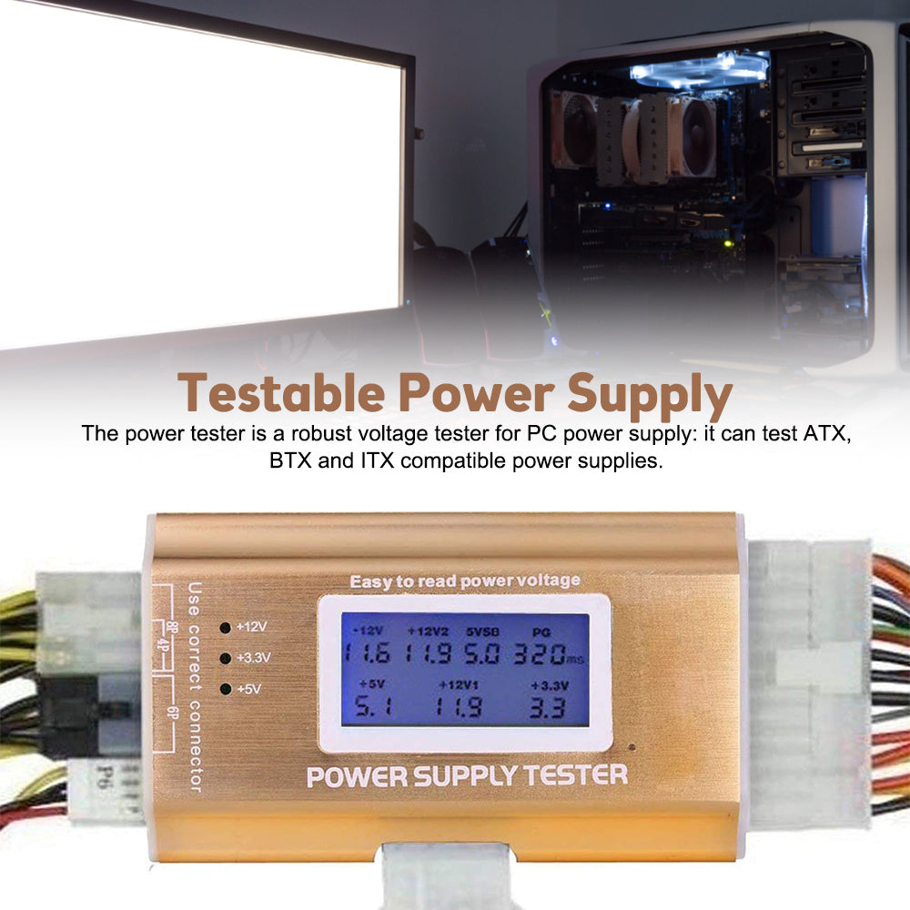 Digital LCD Display Power Supply Tester PC Computer Tester Checker ATX BTX ITX SATA HDD Interface Measuring Diagnostic Test Tool