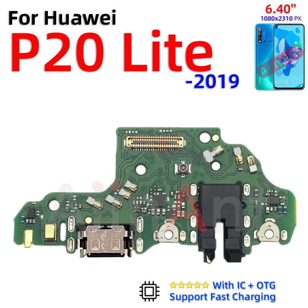 Aiinant USB Charger Dock Mic Connector Port Charging Board Flex Cable For Huawei P20 P30 Lite Plus Pro 2017 2018 Phone Parts
