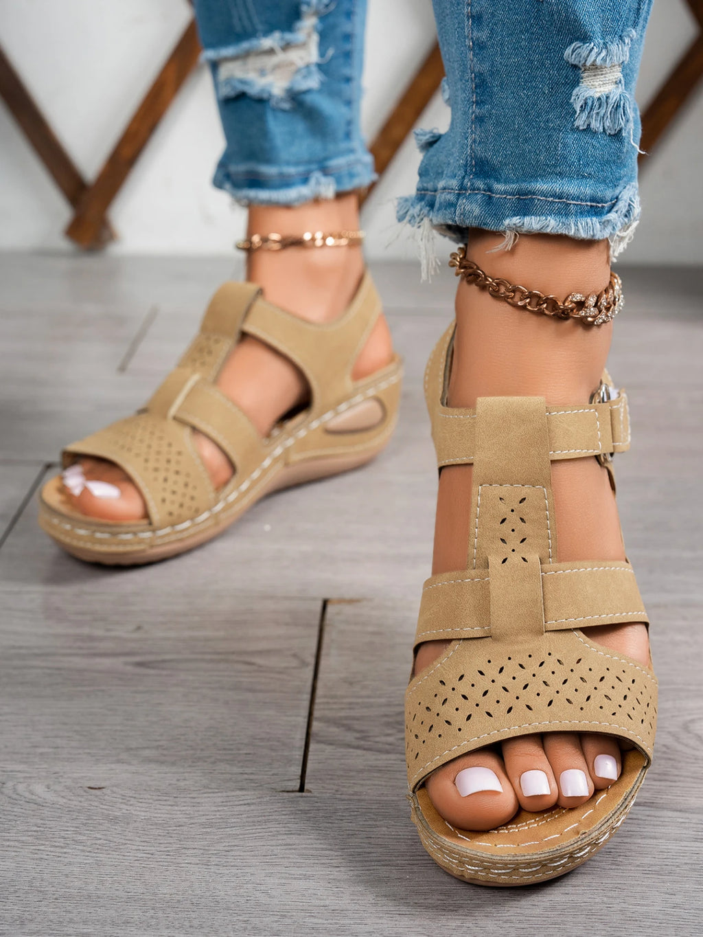 Summer Wedge Sandals for Women 2026 New Fashion Non Slip Beach Shoes Woman Lightweight Casual Platform Plus Size Sandals Women