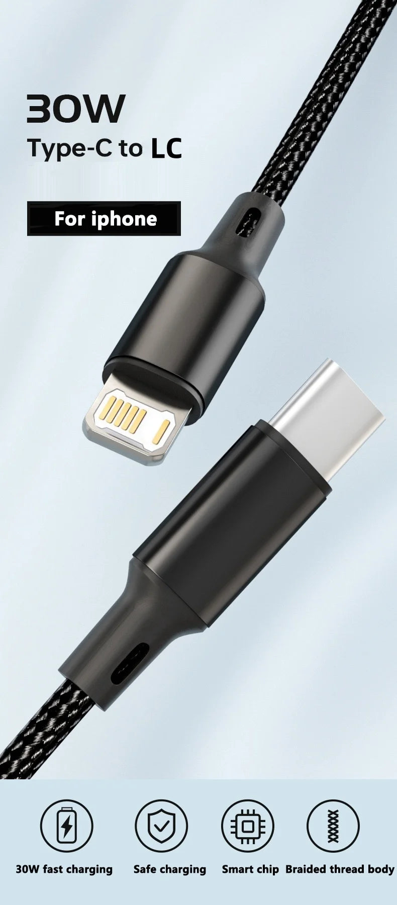 PD 30W USB Cable For iPhone 14 13 12 11 Pro Max 7 8 14 Plus XS XR Fast Charging USB C Cable Charger Date Wire Accessories