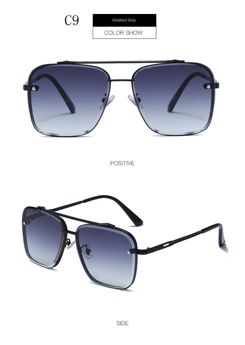 New Gradient Square Vintage Sunglasses For Men Women Luxury Sun Glasses Fashion Male Driving Fishing Eyewear UV400 Óculos De Sol