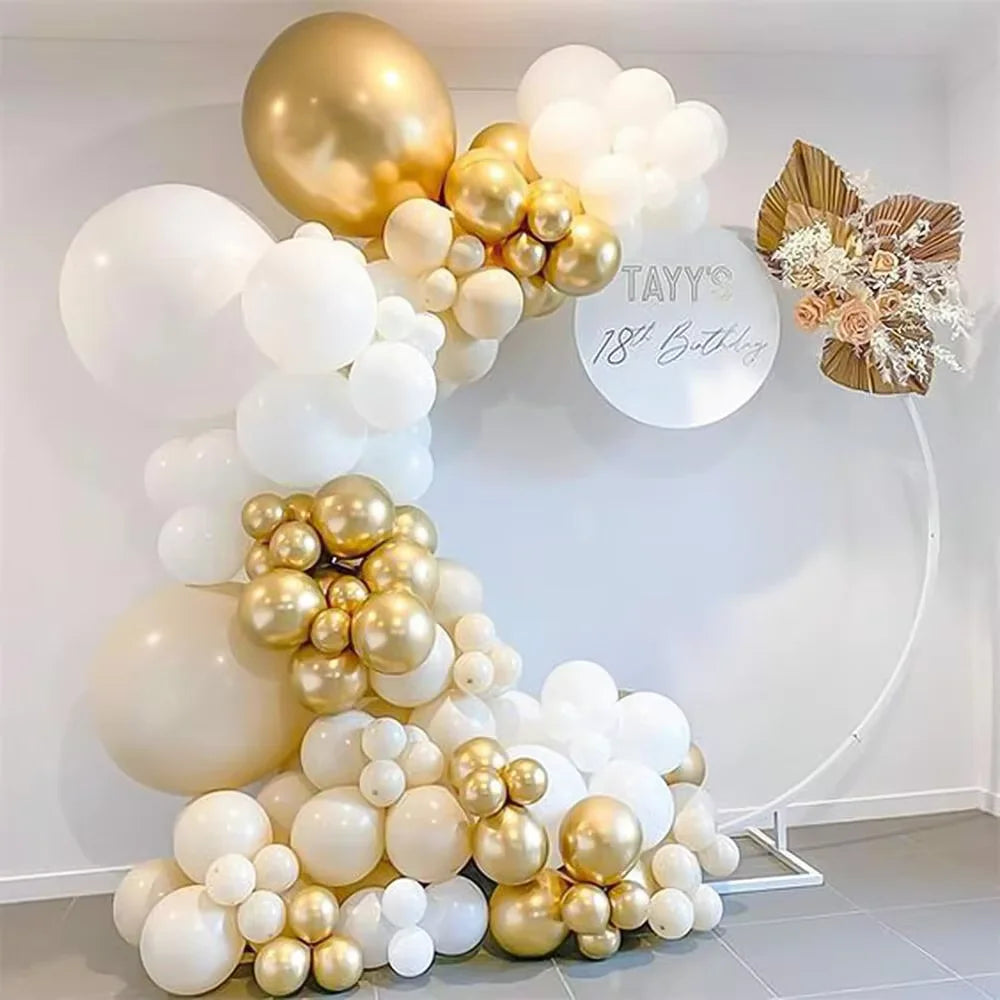 Metallic Gold Latex Balloons Set, Multi-Size Balloon Arch Kit for Birthday Party, Wedding, Graduation, Baby Shower Decorations