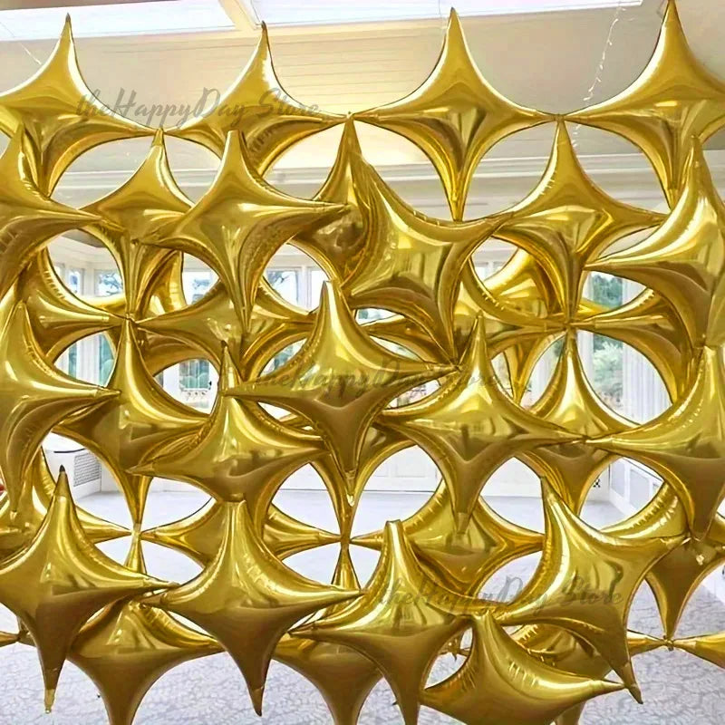 10/5Pcs Metal Silver Gold 4D Round Foil Balloon Mylar Balloons for Birthday Wedding New Year Baby Shower Party Decorations