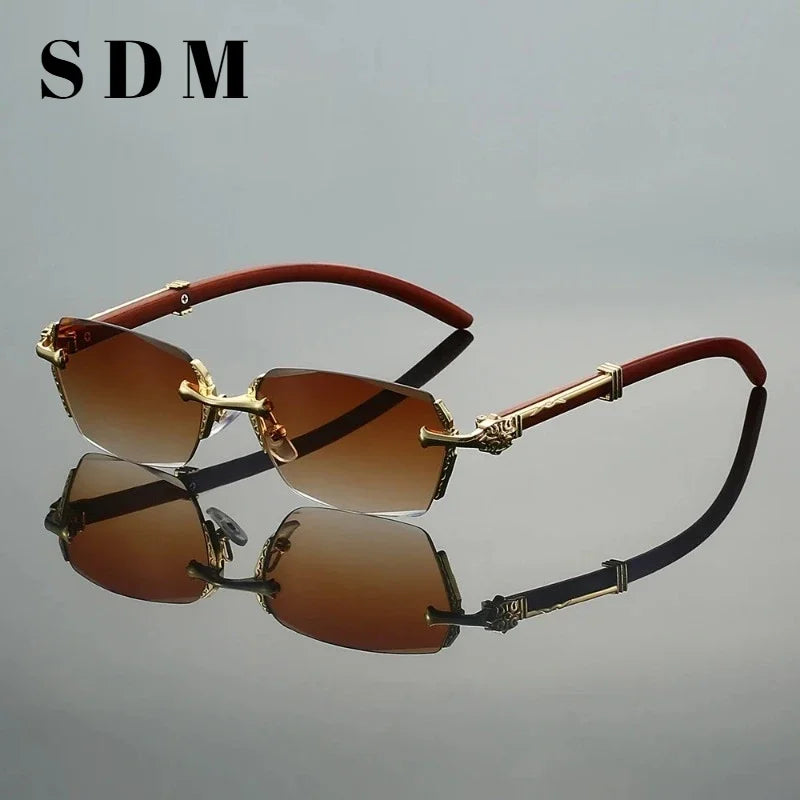 KAMMPT Semi-rimless Rectangle Sunglasses Men 2026 New Gradient Multi-color Shades Women Trendy Luxury Brand Design Sun GlassesJ