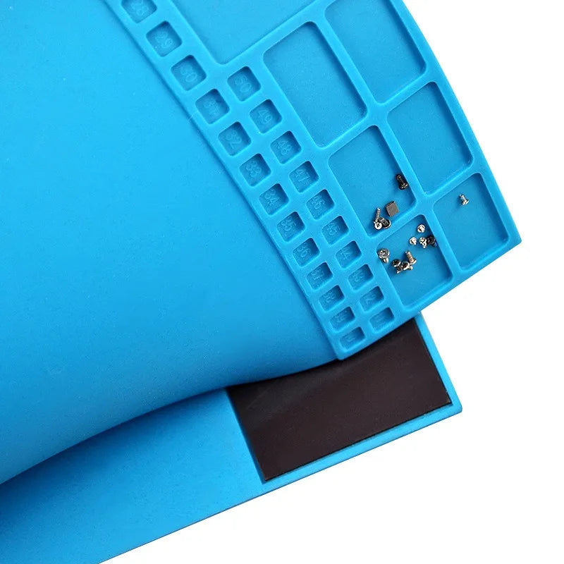 Magnetic Mat Silicone Repair Mat Circuit Board Soldering Pad Heat Resistant 932°F Anti-Static for ESD Iron Phone Repair