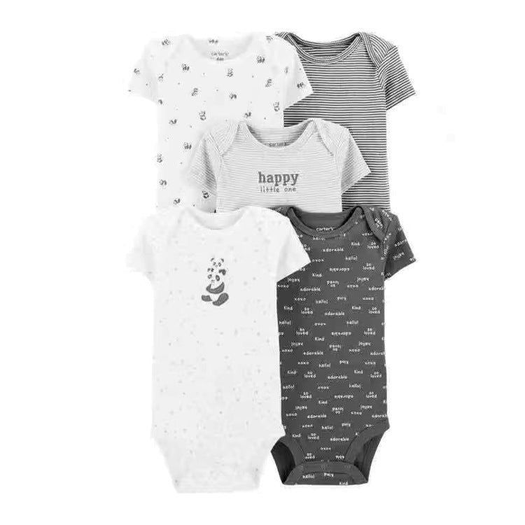 6m-24M Children's Clothing Summer New Baby Short Sleeved Romper 5pcs Cotton Jumpsuit Set Newborn Boy Clothes Bodysuit Ropa Bebe