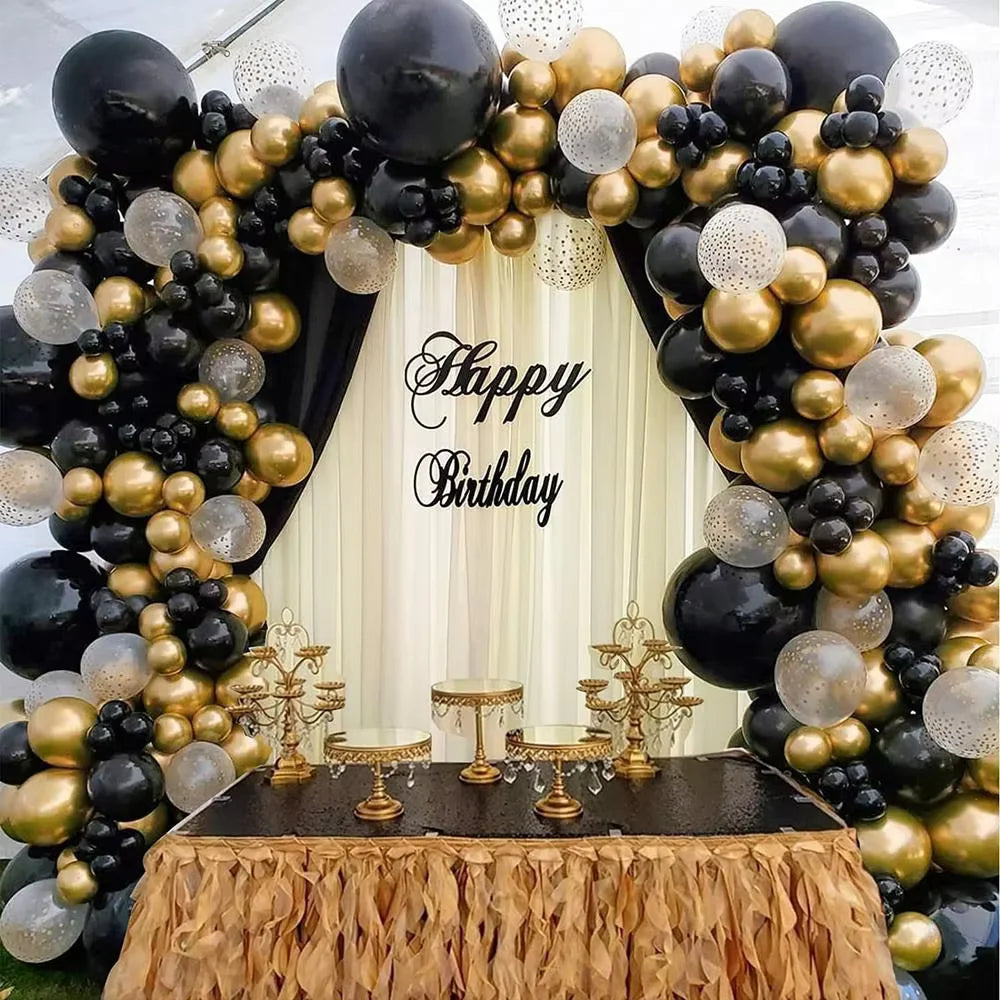 Metallic Gold Latex Balloons Set, Multi-Size Balloon Arch Kit for Birthday Party, Wedding, Graduation, Baby Shower Decorations