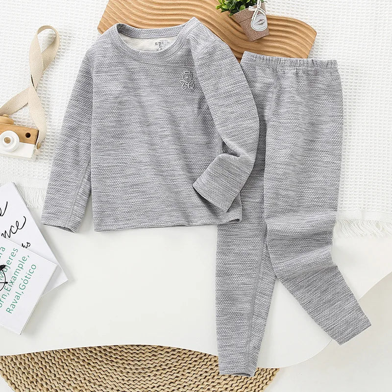 3-14 Years Autumn Winter Thermal Underwear Suit Girls Clothing Sets Boys Pajama Sets No Trace Warm Sleepwear Kids Clothes