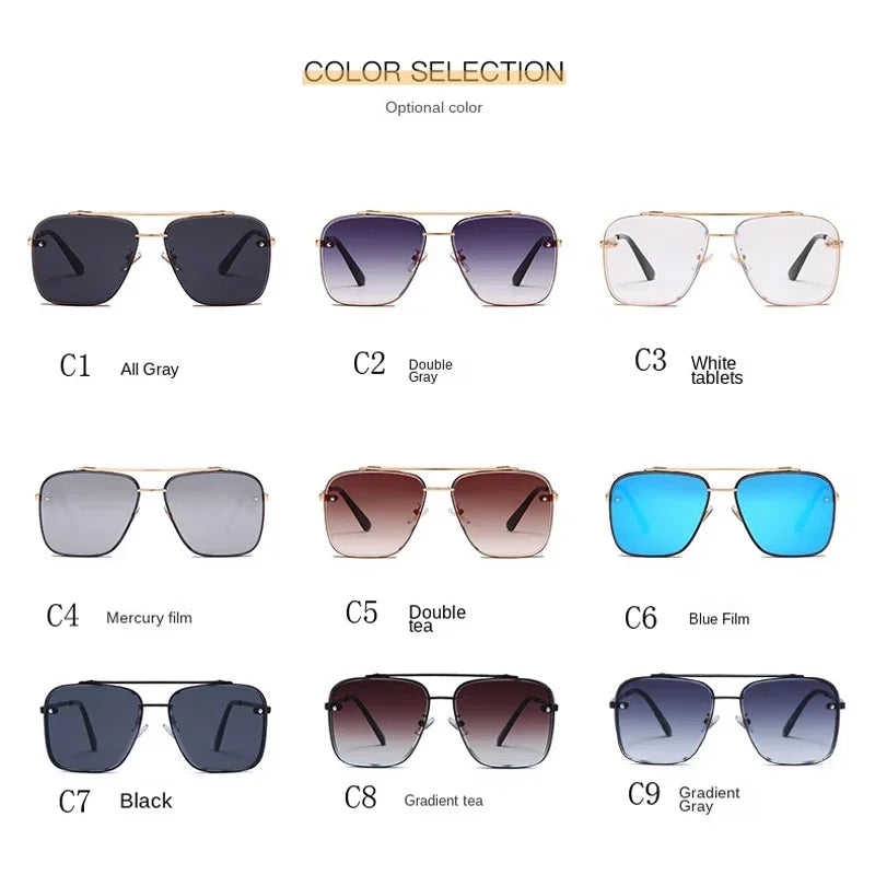 New Gradient Square Vintage Sunglasses For Men Women Luxury Sun Glasses Fashion Male Driving Fishing Eyewear UV400 Óculos De Sol