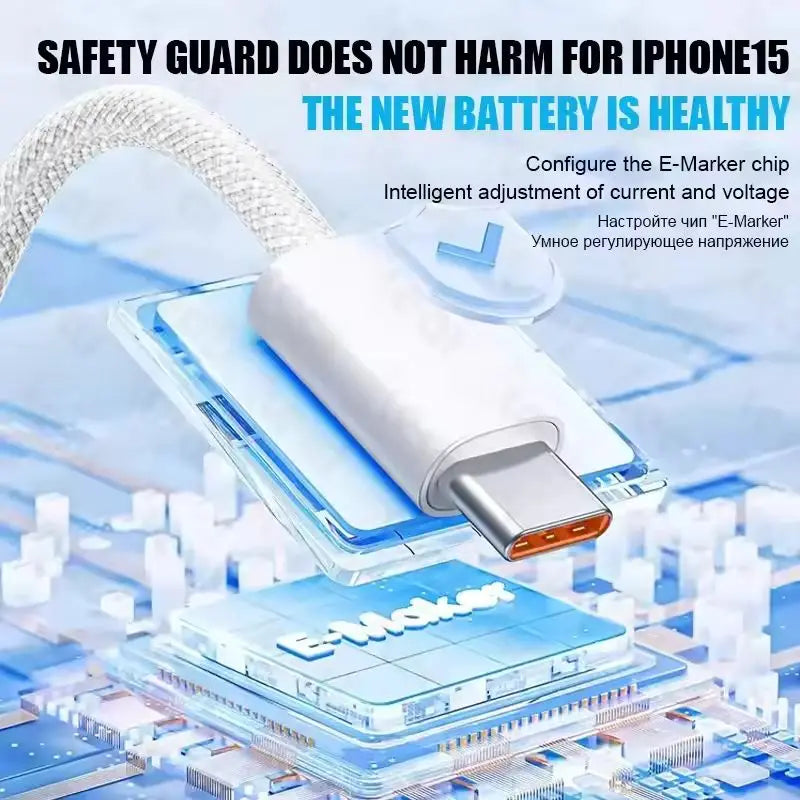 1-50Pcs 60W USB C to Type C Weaving Cable For Apple iPhone 11 12 13 14 15 16 Pro Max Plus Fast Charging Cable Phone Accessories
