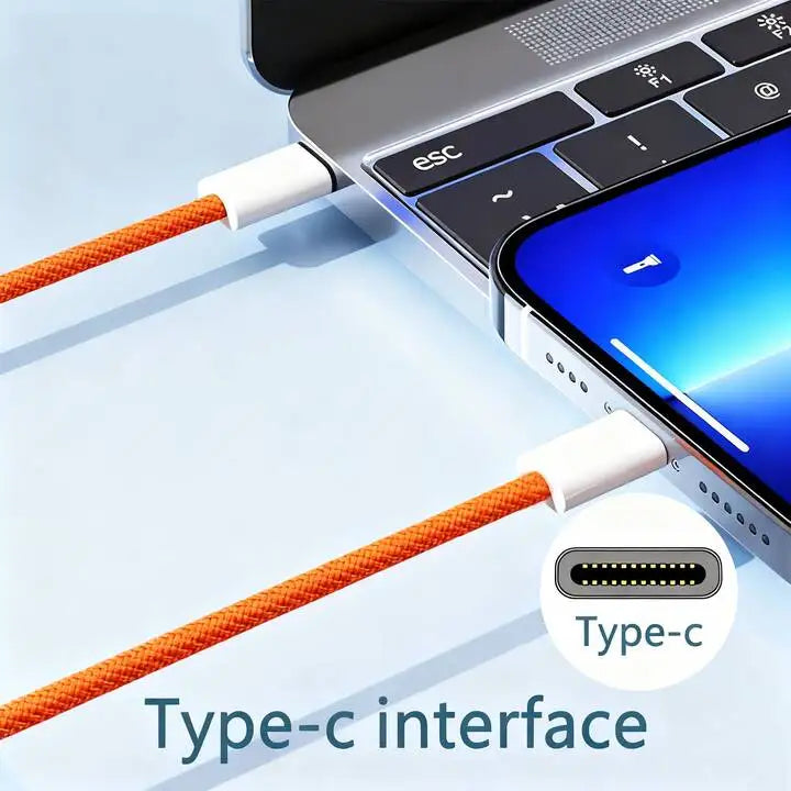 60W PD Nylon Braided USB-C to USB C Fast Charger Cable For iPhone 17 16 15 /Pro Max Compatibility Samsung Type C Fast Charging