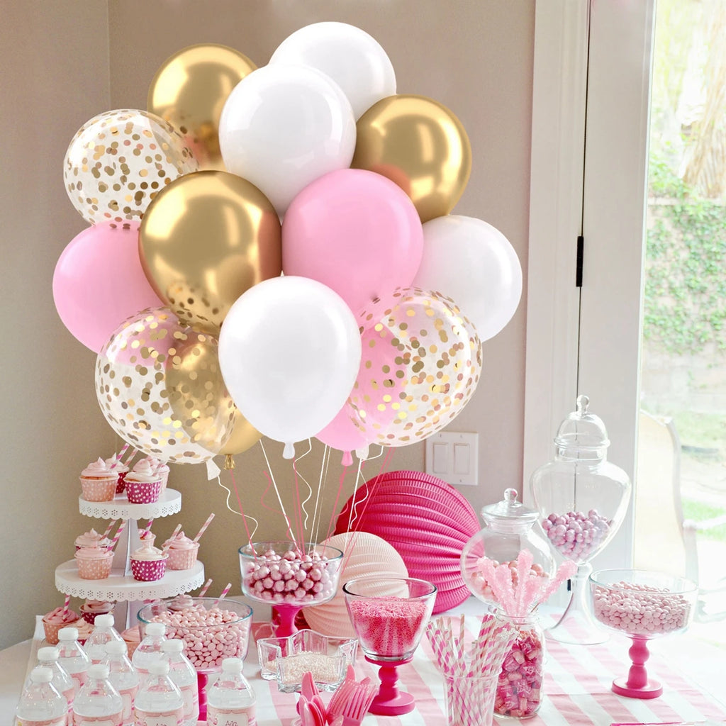 31/36/37/51/101Pcs Metallic Balloons Pearl Latex Balloon Gold Confetti Balloons for Birthday Weddings Baby Shower Party Decor
