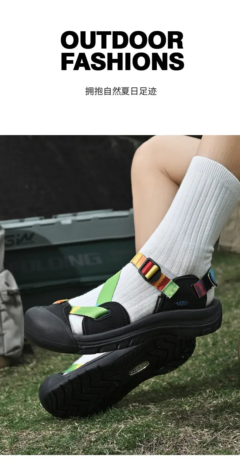 Summer New Handmade  Sandals Leisure Beach Shoes For womens  Outdoor Wading Shoes Man Breathable Casual Anti-collision Toe Flats