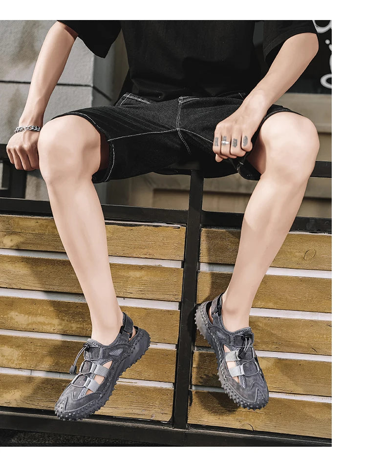 Summer Men Sandals Genuine Leather Mens Casual Shoes Outdoor Men Leather Sandals for Men Beach Shoes Roman mens Shoes