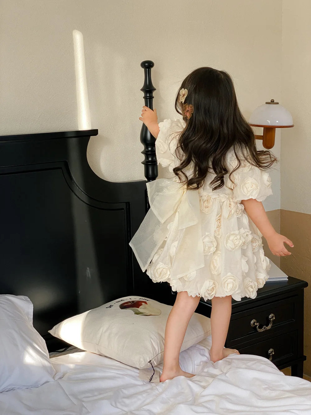 HoneyCherry Spring Summer Girls Short Sleeve Floral Princess Dresses Girl Baby Dresses Children's Birthday Dresses