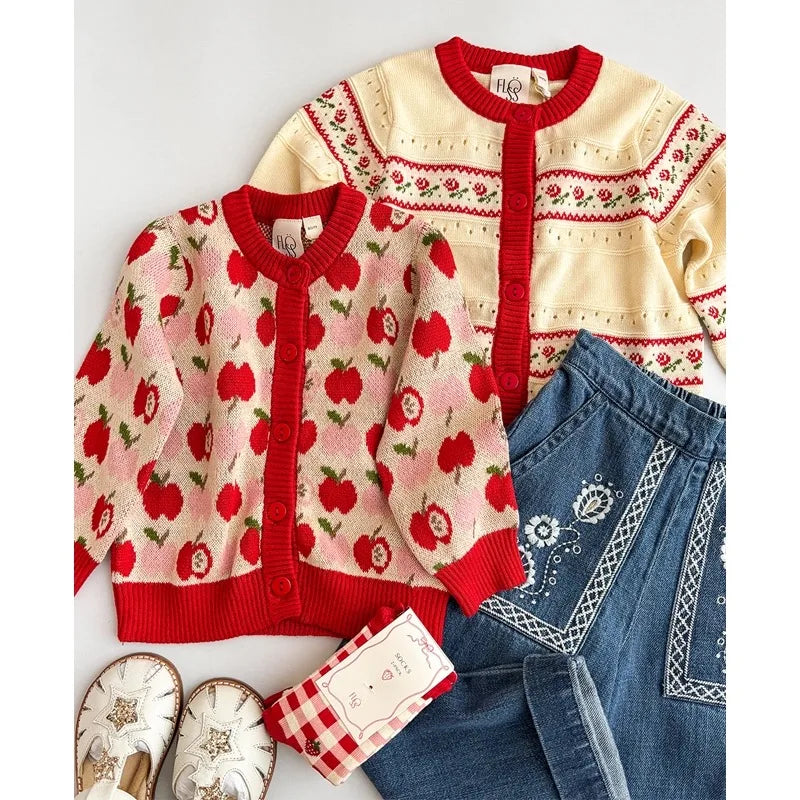 Knitted Sweater FL Brand Christmas Winter Baby Dresses Cardigan Toddler Girls Clothes Casual Dress Long Sleeve Tops and Pants