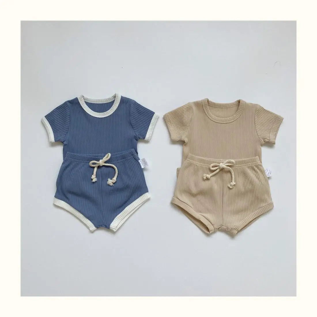 Summer 2 Pieces Toddler Infant Kid Baby Boy Clothes Sets Soft Short Sleeve T-shirt Tops Striped Shorts Summer Outifts Clothing