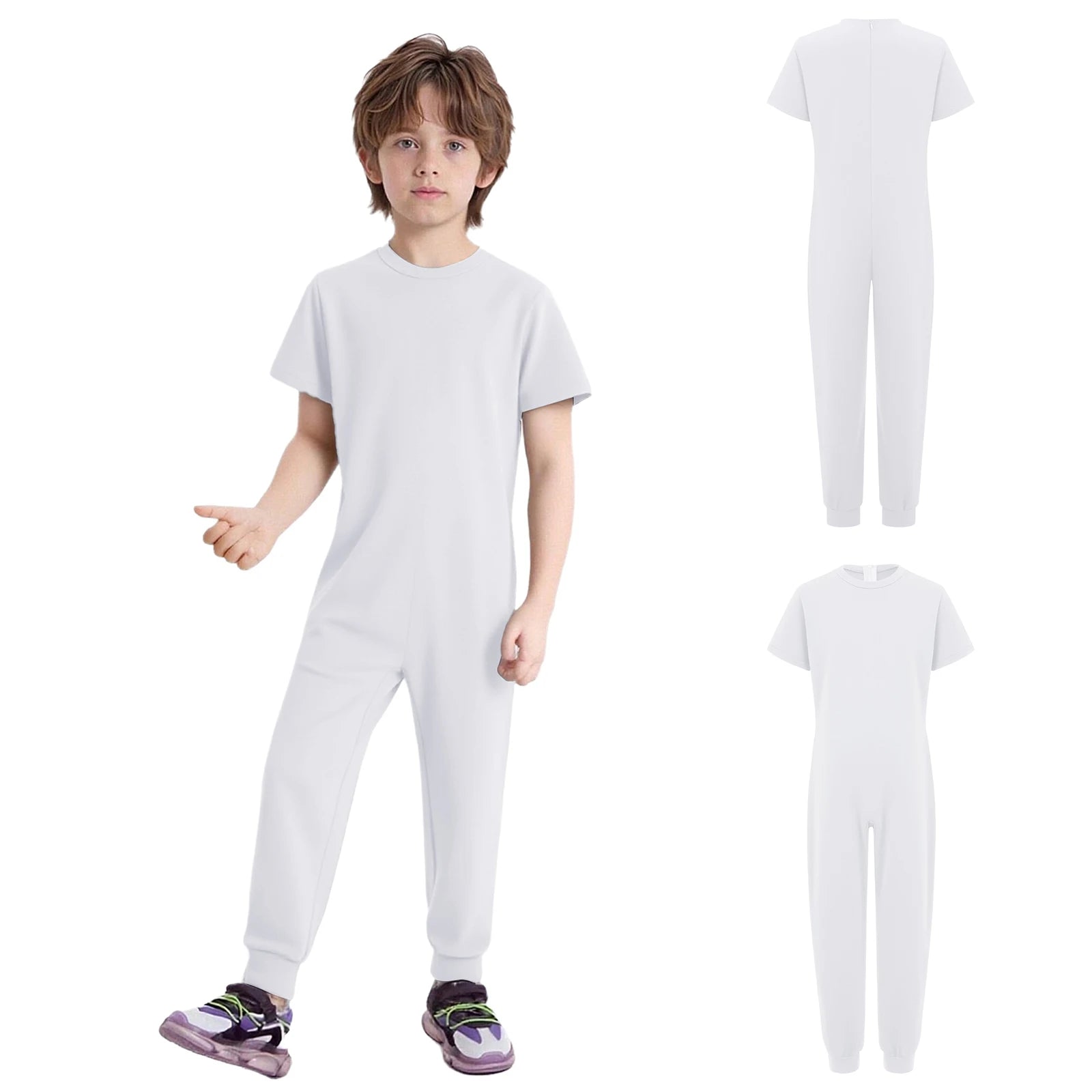 Children Anti-Strip Jumpsuit Kids Special Needs Adaptive Clothing Cotton Rompers Zipper One Piece Jumpsuit for Wearing All Day