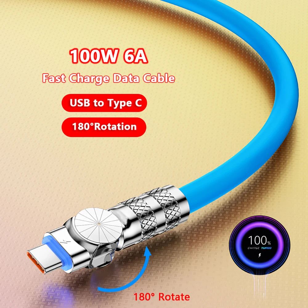 100W Liquid Silicone Fast Charge Cable Type For iPhone 14 Xiaomi Huawei Samsung USB C Micro USB Charge Cable for Playing Game