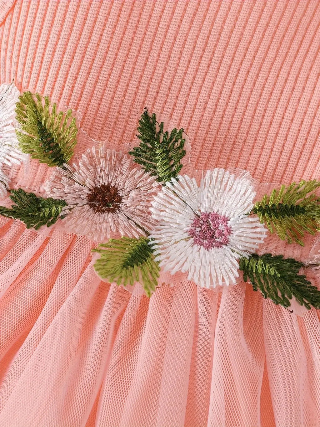 Prowow Baby Dresses With Coat Waffles Open Shirt Top and Pink Embroidery Floral Dress For Girls Birthday Party Kids Baby Clothes