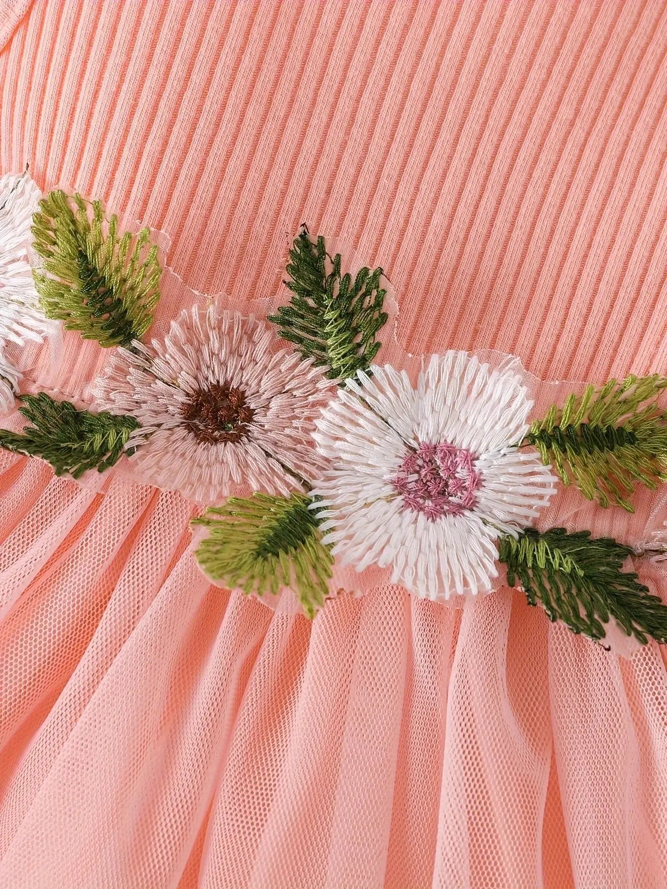 Prowow Baby Dresses With Coat Waffles Open Shirt Top and Pink Embroidery Floral Dress For Girls Birthday Party Kids Baby Clothes