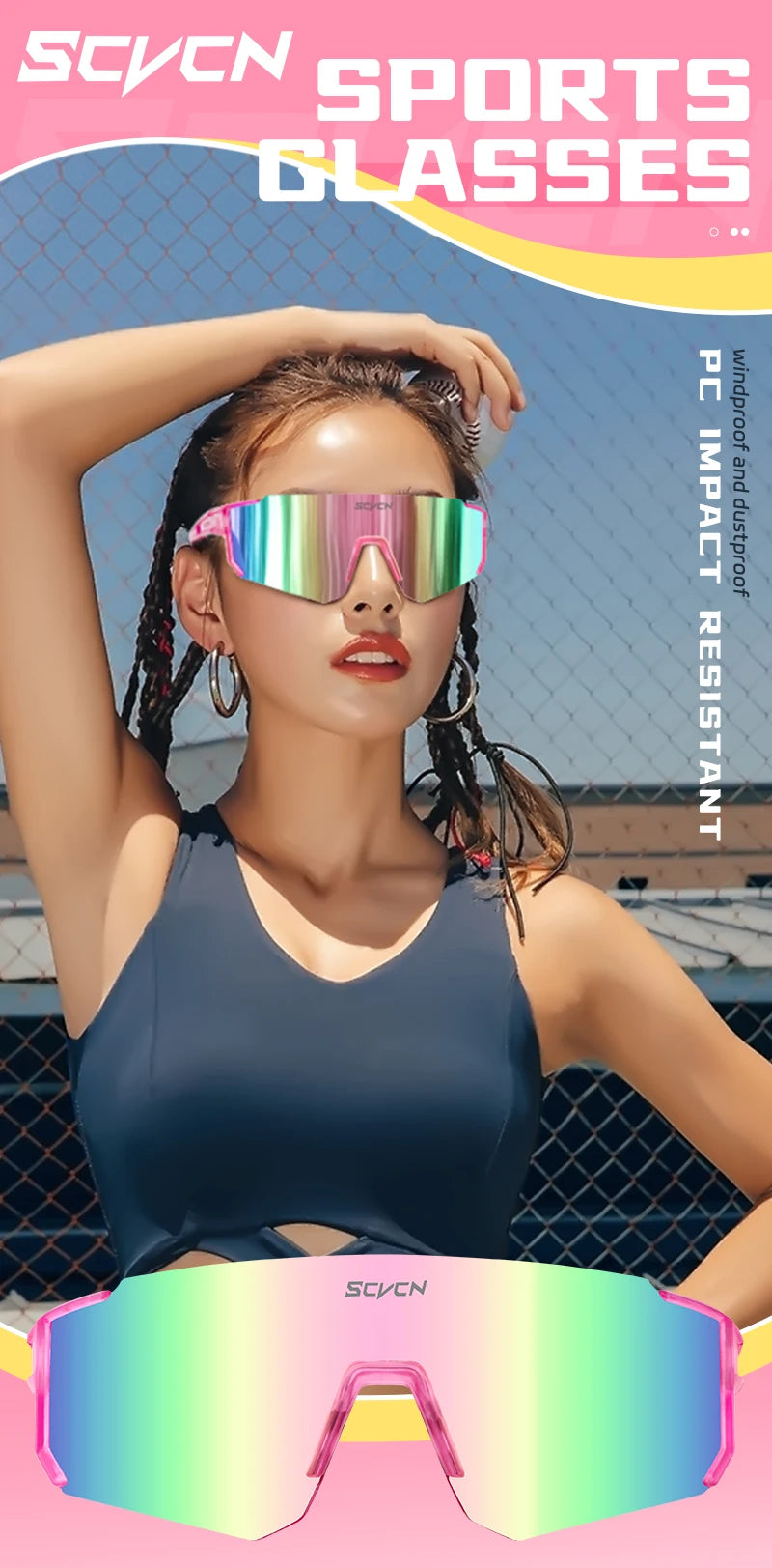 SCVCN Fsshion Sunglasses Street Cycling Glasses Bike Men UV400 Sports MTB Outdoor Bicycle Women Sunglasses Multi Color Riding