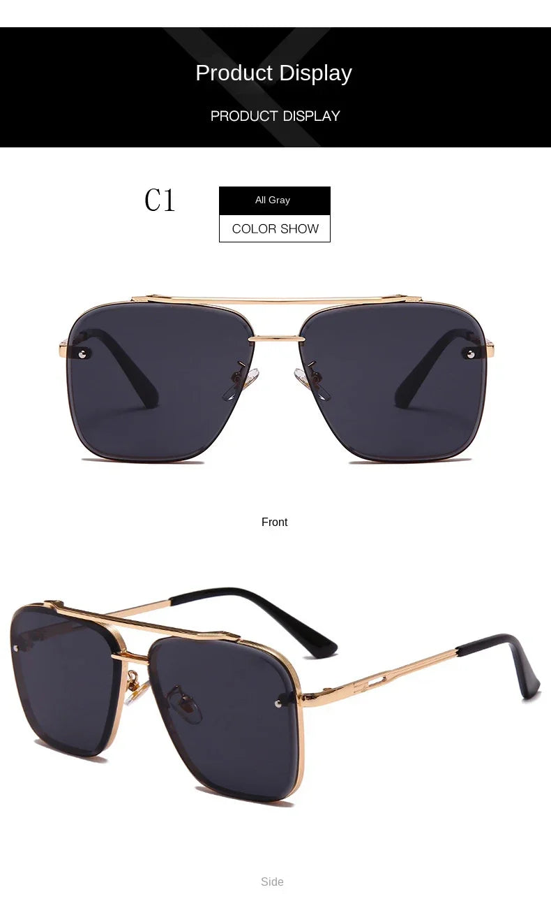 New Gradient Square Vintage Sunglasses For Men Women Luxury Sun Glasses Fashion Male Driving Fishing Eyewear UV400 Óculos De Sol