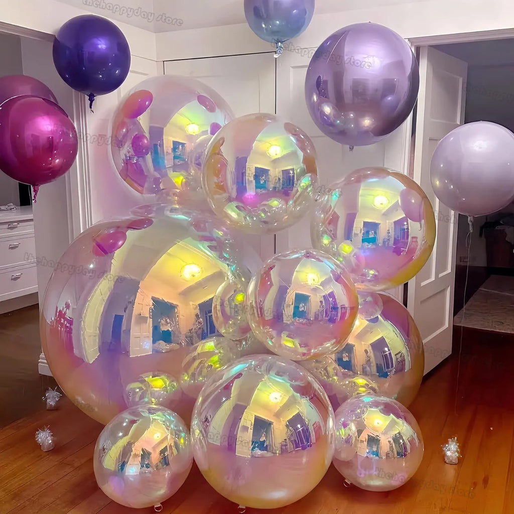10/5Pcs Metal Silver Gold 4D Round Foil Balloon Mylar Balloons for Birthday Wedding New Year Baby Shower Party Decorations