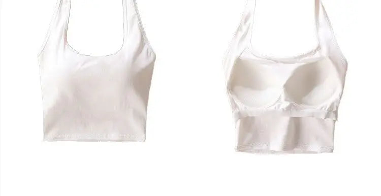 Halter Spaghetti Straps Vest for Women With Bra Padding Inner Wear Outer Wear Sexy Beauty Back Tanks Top