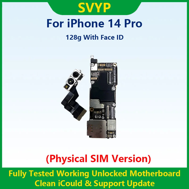 Fully Tested Authentic Mainboard For iPhone 14 Pro Max Unlocked Motherboard With Face ID Cleaned iCloud Physics SIM Version